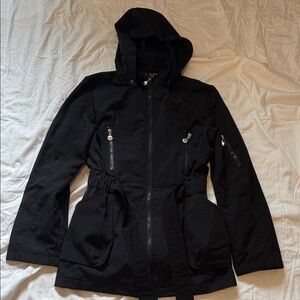 Betsey Johnson Midnight Black Hooded Utility Jacket